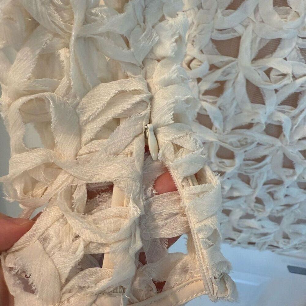 NWOT BRONX AND BANCO CASEY BEIGE MINI DRESS, wedding bridal long sleeve dress - Picture 8 of 16